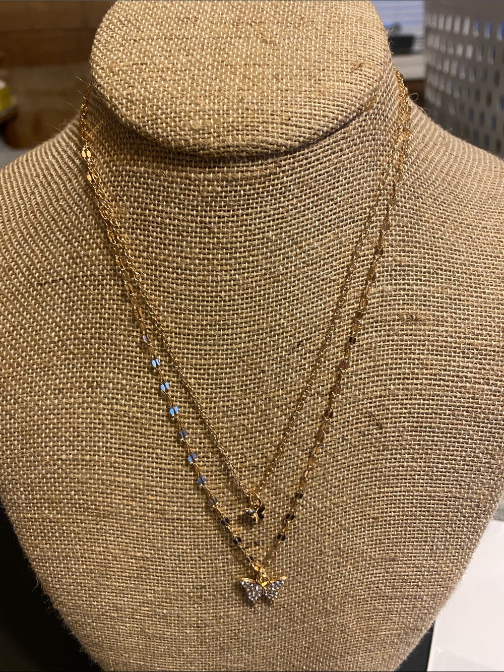 Gold Butterfly Layered Necklace - Women Jewelry